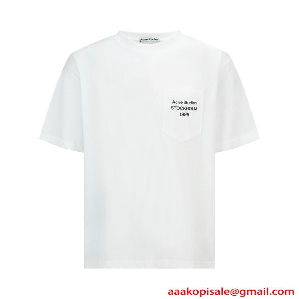 ポケット刺繍ロゴ Tシャツ 半袖 ブラック ベーシック ミニマル ACNE STUDIOS アクネ ストゥディオズ スーパーコピー