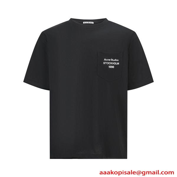 ポケット刺繍ロゴ Tシャツ 半袖 ブラック ベーシック ミニマル ACNE STUDIOS アクネ ストゥディオズ スーパーコピー