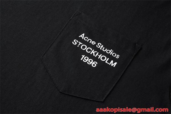 ポケット刺繍ロゴ Tシャツ 半袖 ブラック ベーシック ミニマル ACNE STUDIOS アクネ ストゥディオズ スーパーコピー