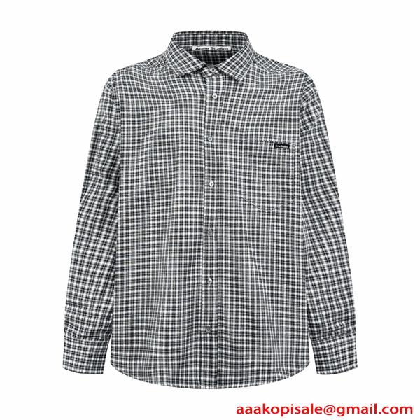 定番 格子柄 アクネ ストゥディオズ シャツ 長袖 ホワイトブラック クラシック ACNE STUDIOS スーパーコピー