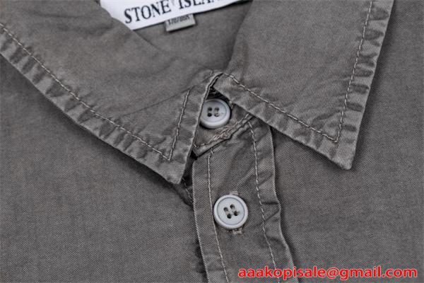 注目 ウォッシュデニム STONE ISLAND  スーパーコピー シャツ 半袖 ポケット 無地調 ストーンアイランド