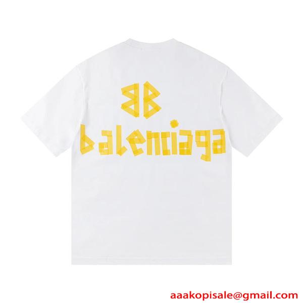 BALENCIAGA アーバンストリート ロゴTシャツ ホワイト バレンシアガ 偽物 半袖 大人カジュアル