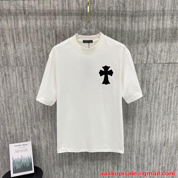 クロムハーツ ホワイト ロゴTシャツ CHROME HEARTS 人気 ブラック クロムハーツ コピー ワンポイント