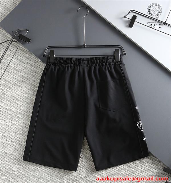プレミアム クロムハーツ コピー 刺繍 ハーフパンツ ブラック ストリート 高級感 CHROME HEARTS 