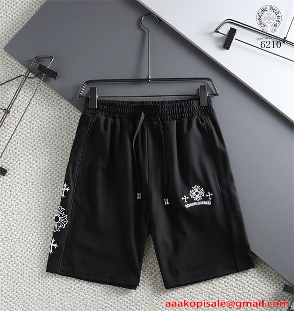 プレミアム クロムハーツ コピー 刺繍 ハーフパンツ ブラック ストリート 高級感 CHROME HEARTS 