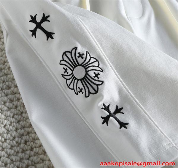 プレミアム クロムハーツ コピー 刺繍 ハーフパンツ ブラック ストリート 高級感 CHROME HEARTS 