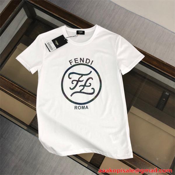 上品 ホワイト FENDI 半袖 Tシャツ クラシック フェンディ コピー ラグジュアリー 高見え