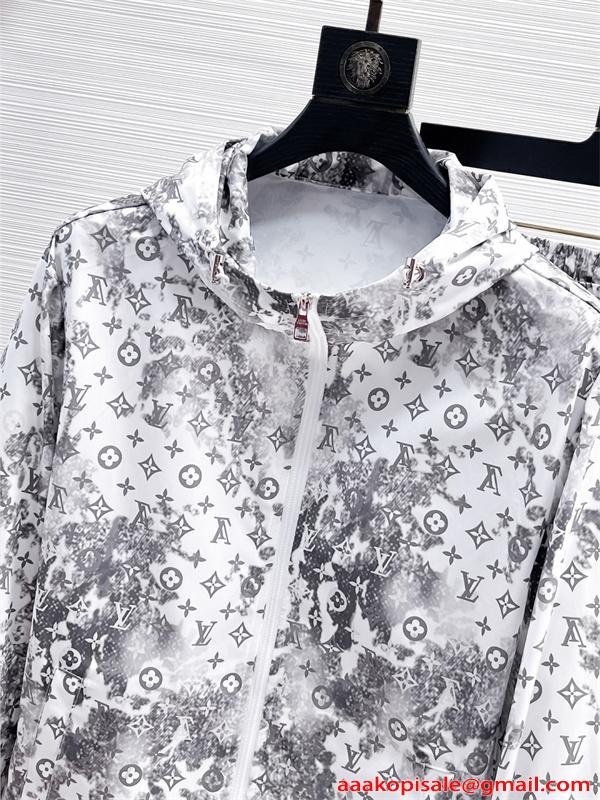 セットアップ 総柄モノトーン UVカット 防晒 薄手 海辺 ルイヴィトン コピー リゾート LOUIS VUITTON