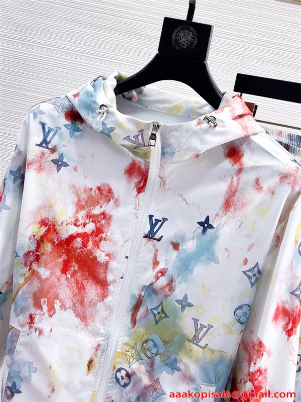 セットアップ アートプリント ルイヴィトン コピー UV対策 防晒 LOUIS VUITTON 吸汗速乾 快適 海辺 レジャー