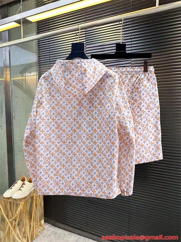 LOUIS VUITTON セットアップ ルイヴィトン スーパーコピー 幾何柄 清涼感 紫外線カット リラックス ビーチ 