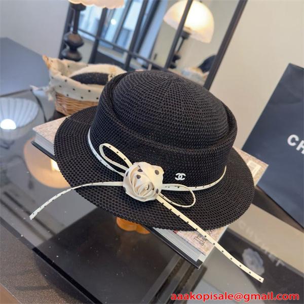 レディース ハット CHANEL 上品 エレガント 軽量 通気性 つば広 日よけ おしゃれ シャネル 偽物