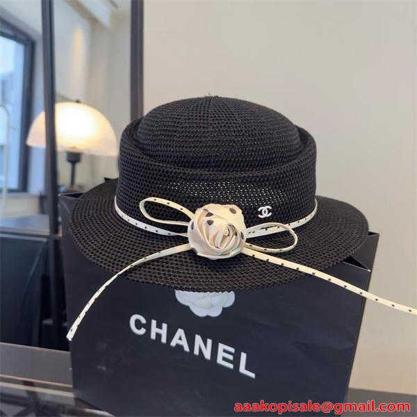 レディース ハット CHANEL 上品 エレガント 軽量 通気性 つば広 日よけ おしゃれ シャネル 偽物