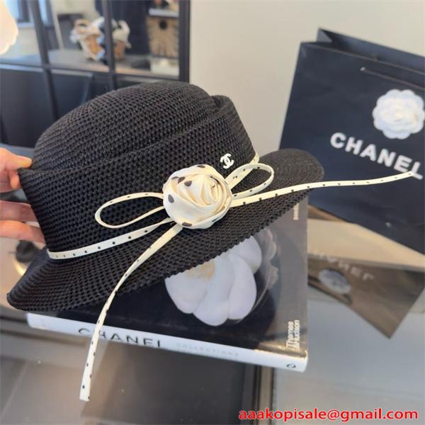 レディース ハット CHANEL 上品 エレガント 軽量 通気性 つば広 日よけ おしゃれ シャネル 偽物