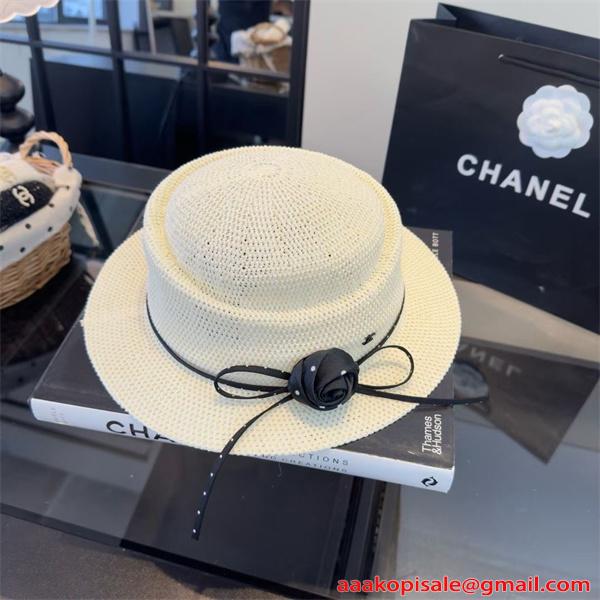 レディース ハット CHANEL 上品 エレガント 軽量 通気性 つば広 日よけ おしゃれ シャネル 偽物