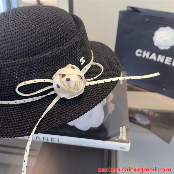 レディース ハット CHANEL 上品 エレガント 軽量 通気性 つば広 日よけ おしゃれ シャネル 偽物