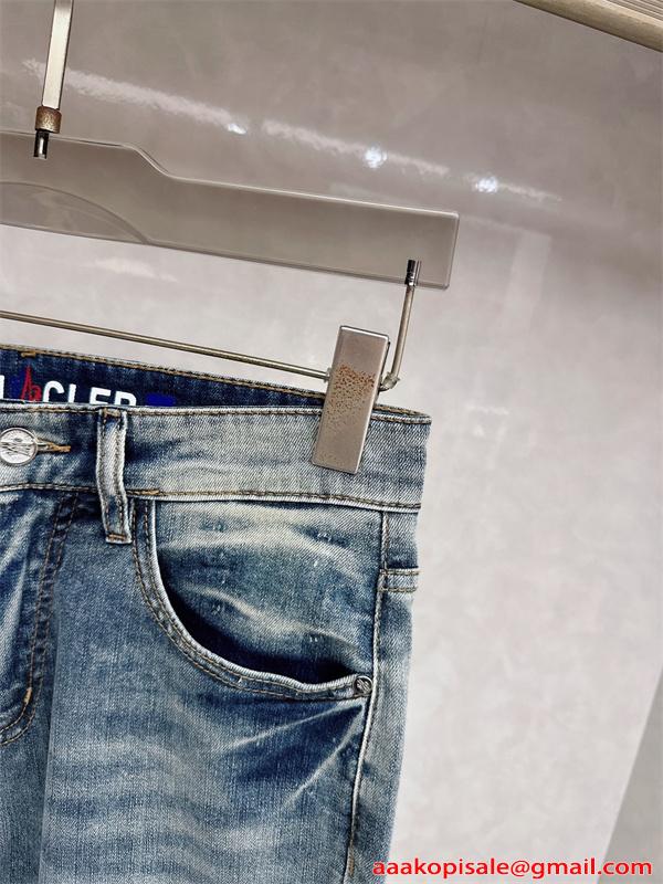 MONCLER デニムパンツ モンクレール スーパーコピー ヴィンテージ加工 カジュアル おしゃれ