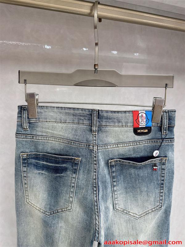 MONCLER デニムパンツ モンクレール スーパーコピー ヴィンテージ加工 カジュアル おしゃれ