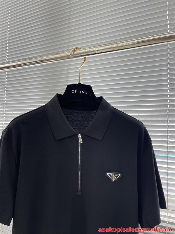 半袖ポロシャツ プラダ コピー ミニマルデザイン PRADA 刺繍 清潔感 大人スタイル 通気性
