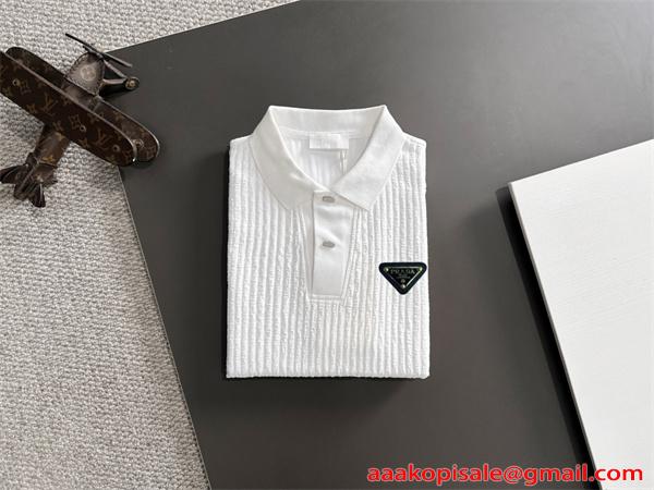 半袖ポロシャツ PRADA 高級感 ワンポイントロゴ モード系 カジュアル プラダ スーパーコピー