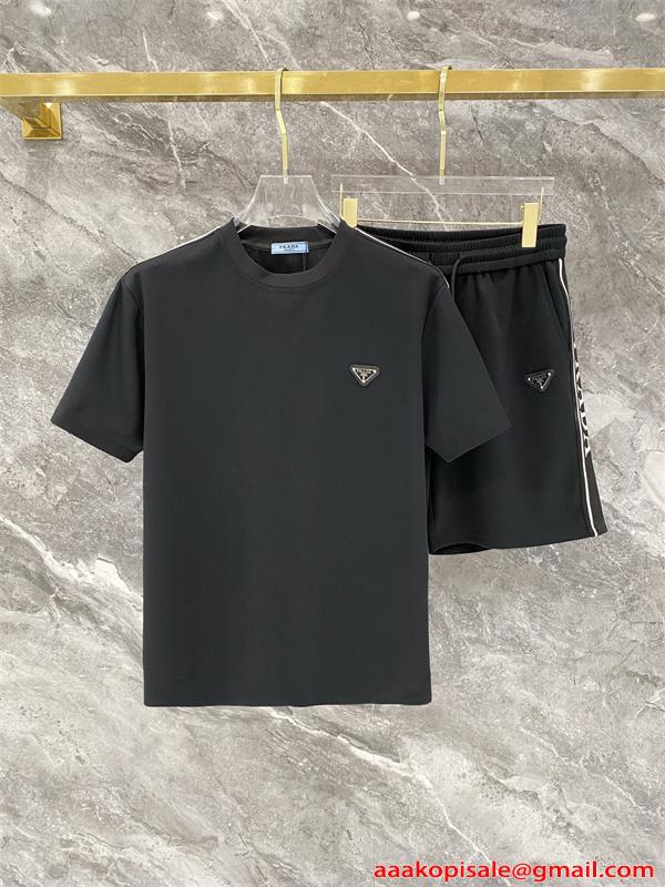 PRADA セットアップ 半袖Tシャツ ハーフパンツプラダ コピー 軽量素材