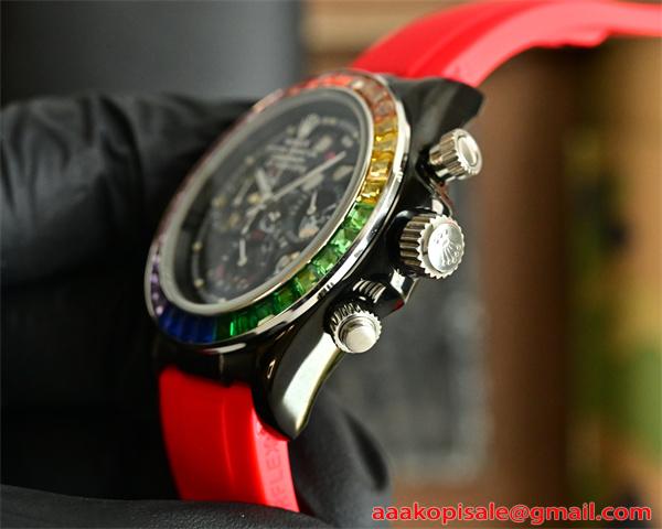 ロレックス コピー メンズ ROLEX 腕時 43mm デイトナ スケルトン ミネラルガラス クロノグラフクォーツムーブメント 高品質