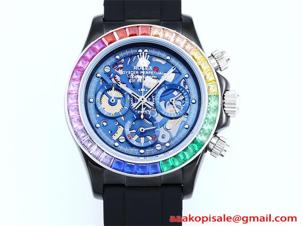 新品 ROLEX 腕時計 デイトナ スケルトン 43mm 316Lステンレス 日本製クォーツ ラバー バックル 強力夜光 スーパーコピー時計 ロレックス コピー