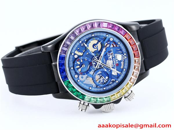新品 ROLEX 腕時計 デイトナ スケルトン 43mm 316Lステンレス 日本製クォーツ ラバー バックル 強力夜光 スーパーコピー時計 ロレックス コピー