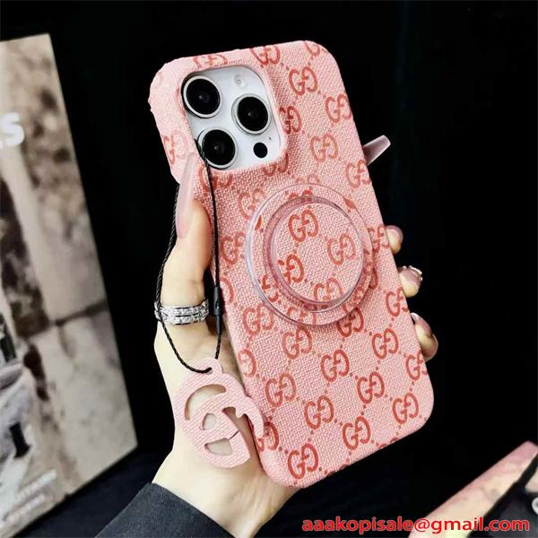 GUCCI コピー iphone17 スマホケース マグネット対応 グッチ リング付き  落下防止 高級感