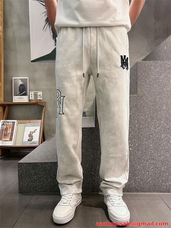 ロングパンツ アミリ コピー 刺繍ロゴ AMIRI ストレートシルエット