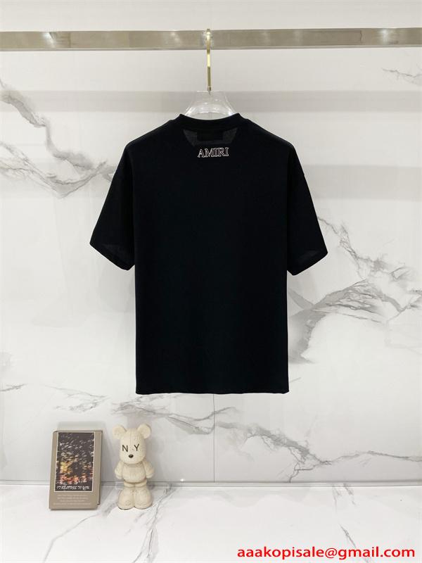 アミリ コピー ユニセックス 半袖Tシャツ ポケット付き ミニロゴ