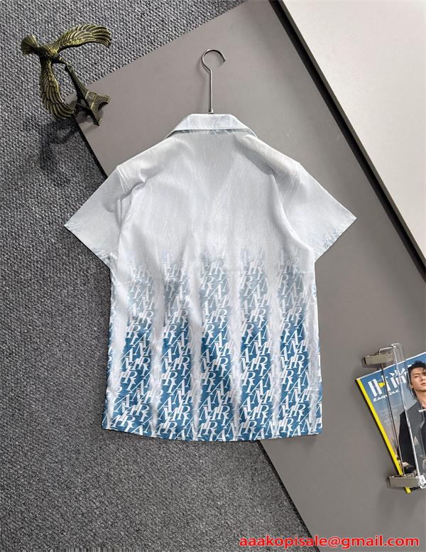美品 AMIRI アミリ M Short Sleeve 半袖 シャツ タバコ柄 セットアップ 半袖シャツ AMIRI ショートパンツ 総柄デザイン リゾート