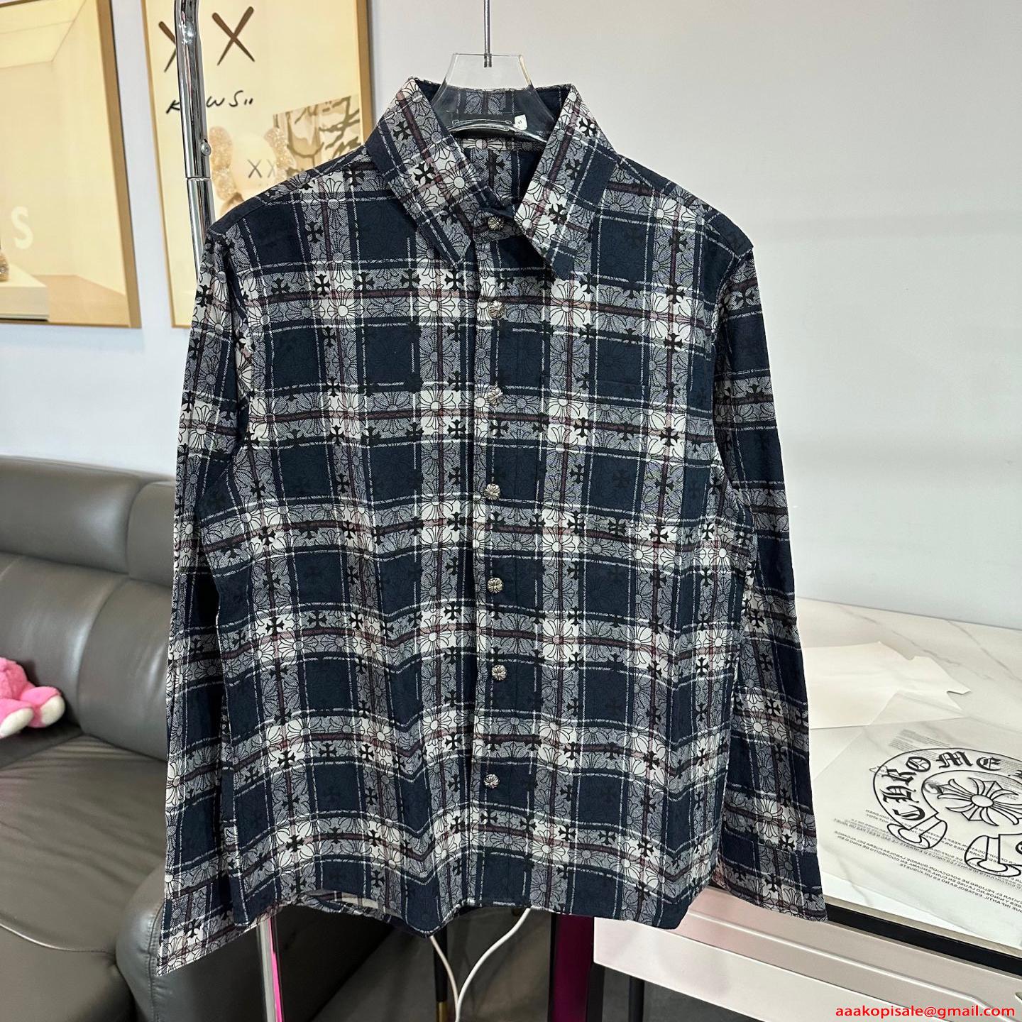 クロムハーツ コピー Tシャツ クロスモチーフ総柄 ジャカードチェック 
