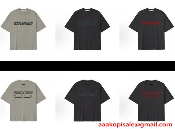 エッセンシャルズ コピー レッドロゴ 半袖Tシャツ ESSENTIALS ブラックモード インパクト デザイン性 人気