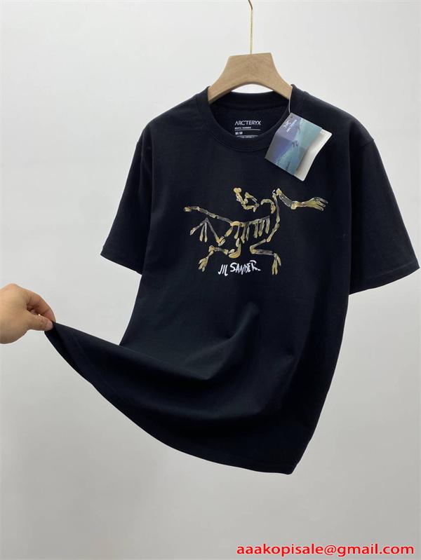 ネイビー展開 プリント 半袖Tシャツ 高級 柔らか質感 ARC'TERYX 個性際立つ アークテリクス 偽物