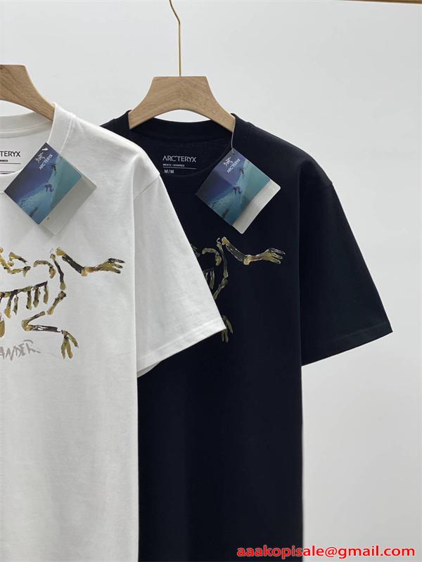 ネイビー展開 プリント 半袖Tシャツ 高級 柔らか質感 ARC'TERYX 個性際立つ アークテリクス 偽物