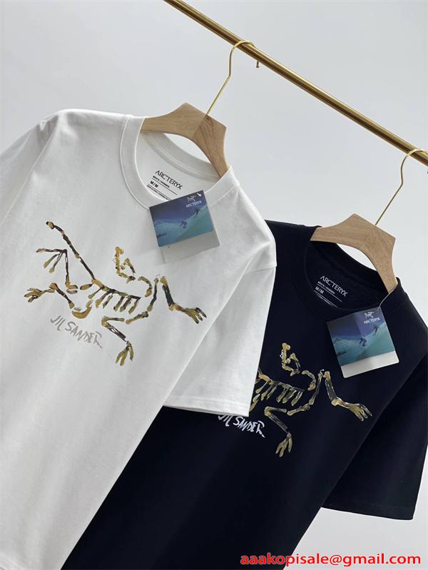 ネイビー展開 プリント 半袖Tシャツ 高級 柔らか質感 ARC'TERYX 個性際立つ アークテリクス 偽物