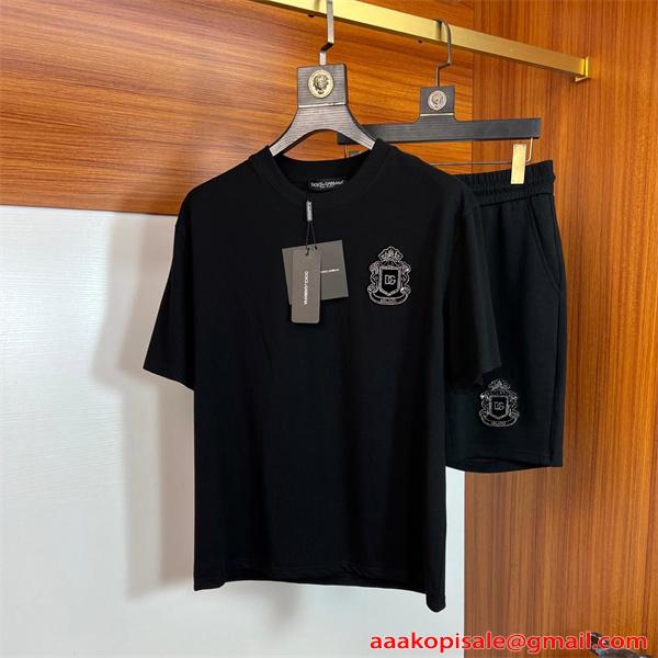  ドルチェ＆ガッバーナ スーパーコピー セットアップ ロゴ刺繍 カジュアル Dolce&Gabbana スポーツ 上下セット