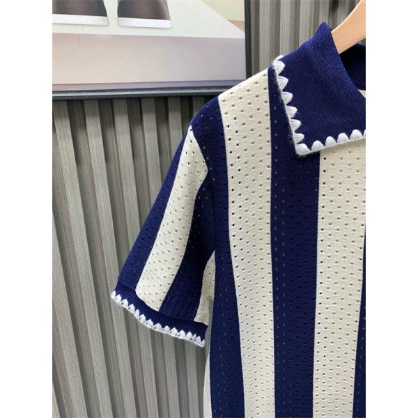 プレミアム LOEWE ロエベ コピー ニットポロシャツ ストライプ ハーフジップ 上品
