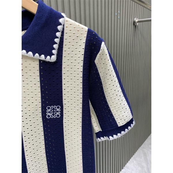 プレミアム LOEWE ロエベ コピー ニットポロシャツ ストライプ ハーフジップ 上品