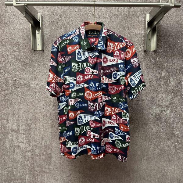  半袖シャツ LOUIS VUITTON ルイヴィトン スーパーコピー プリント オープンカラー カジュアルトレンドモデル