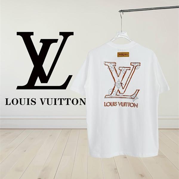 入手困難 半袖Tシャツ LOUIS VUITTON ルイヴィトン コピー プリント コットン素材 存在感演出