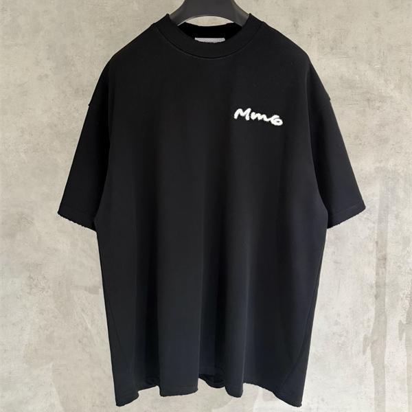 Maison Margiela メゾン マルジェラ 偽物 Tシャツ 半袖 オーバーサイズ ブラック コットン プレミアム