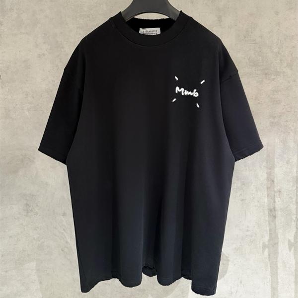 Tシャツ 半袖 ビッグシルエット ワンポイント ブラック カジュアル Maison Margiela メゾン マルジェラ コピー