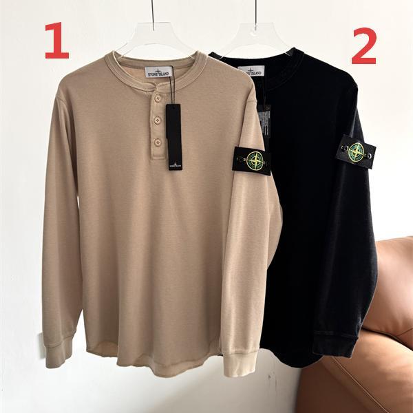 STONE ISLAND ストーンアイランド コピー 2026新作 ロンT 長袖Tシャツ ヘンリーネック 無地 カットソー