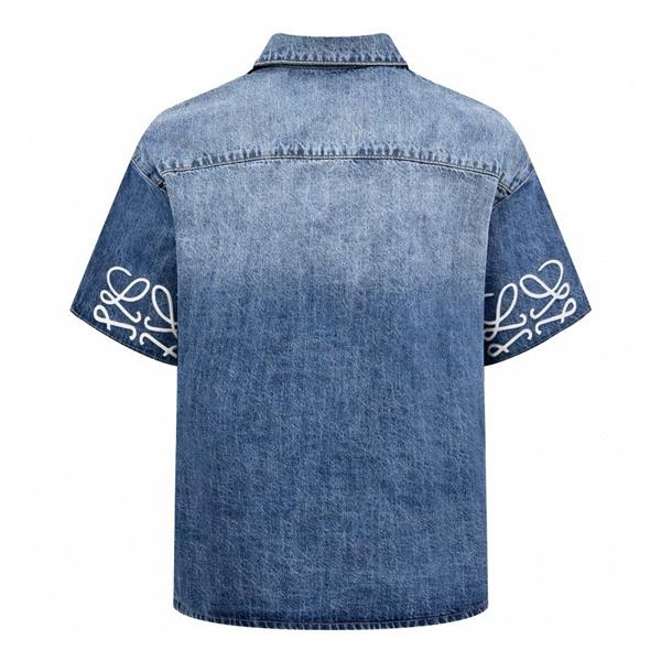LOEWE ロエベ スーパーコピー デニム半袖シャツ メンズ ヴィンテージ風 カジュアル 夏服