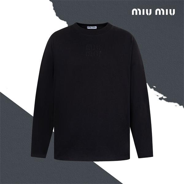 長袖Tシャツ MIUMIU ミュウミュウ コピー ゆったりシルエット カジュアル ロングTシャツ