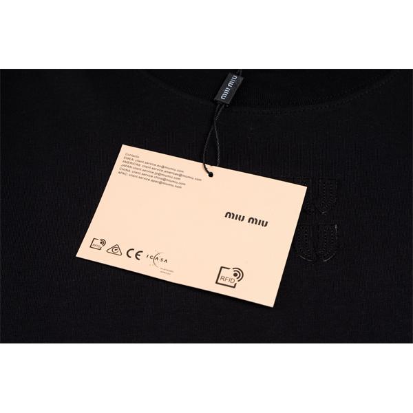長袖Tシャツ MIUMIU ミュウミュウ コピー ゆったりシルエット カジュアル ロングTシャツ