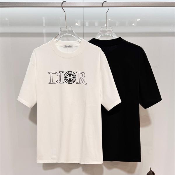 STONE ISLAND*DIOR ディオール コピー 注目商品 半袖Tシャツ ロゴ刺繍 ソフトコットン シンプル