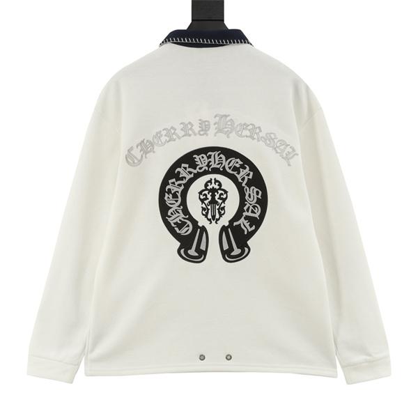 話題沸騰 アイボリー 配色襟 上品カジュアル CHROME HEARTS クロムハーツ コピー 長袖ポロシャツ 2026新作