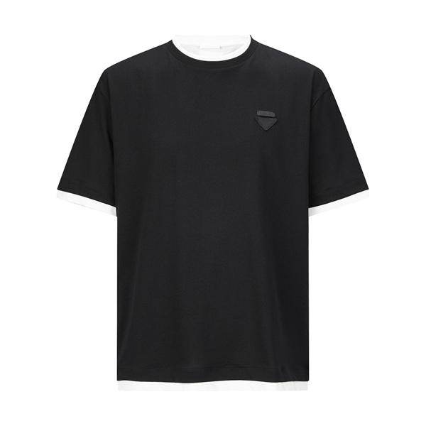 PRADA プラダ スーパーコピー 注目上昇 ブラック ミニマルデザイン モード カジュアル 半袖Tシャツ